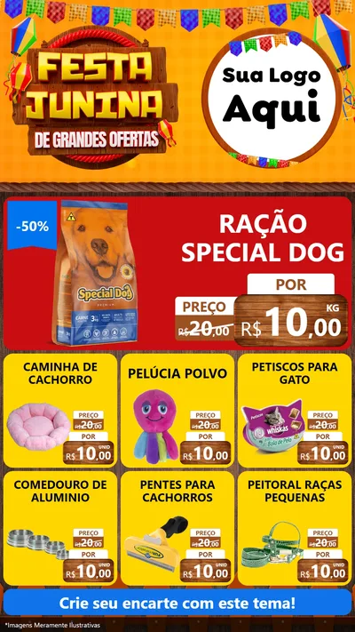 Modelo de Rede Social para Stories com o tema Festa Junina de Grandes Ofertas para Pet Shop