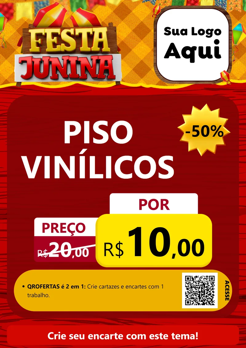 Modelo de Cartaz para Cartaz A4 Vertical com o tema Festa Junina para Material para Construção
