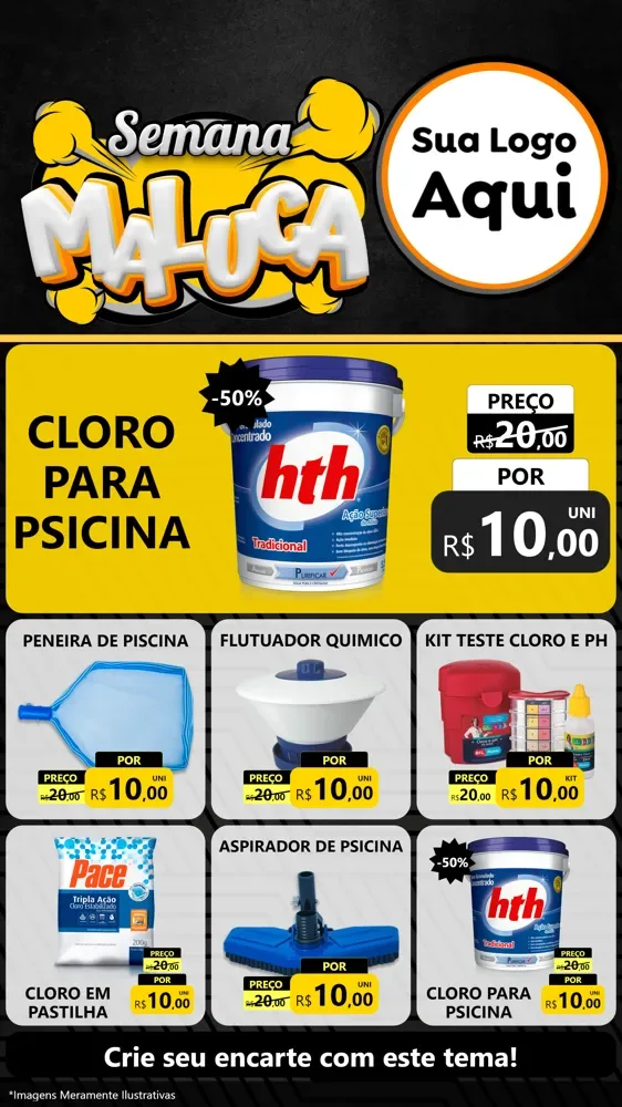 Modelo de Rede Social para Stories com o tema Semana Maluca para Produtos para Piscina