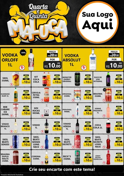 Modelo de Encarte para Encarte A4 Vertical com o tema Quarta e Quinta Maluca para Distribuidora de bebidas