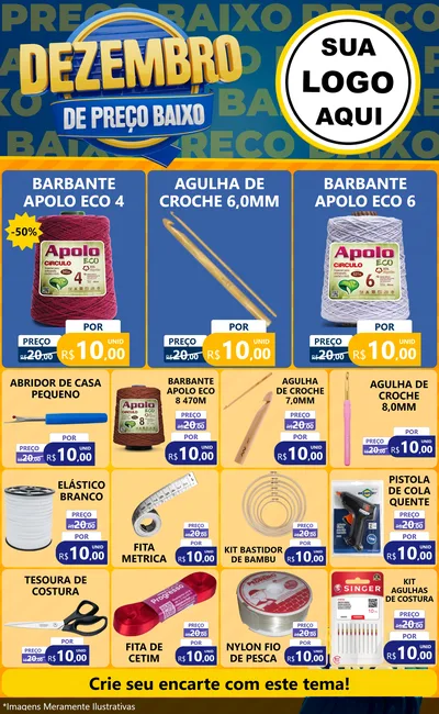 Modelo de Encarte para Encarte Grande com o tema Dezembro de Preço Baixo para Armarinho e Aviamentos