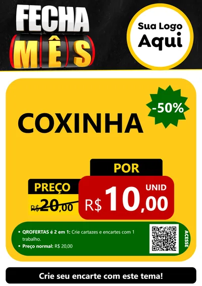 Modelo de Cartaz para Cartaz A4 Vertical com o tema Fecha Mês para Salgadaria