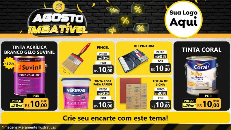 Modelo de TV para TV Horizontal com o tema Agosto Imbatível para Tintas e Ferramentas