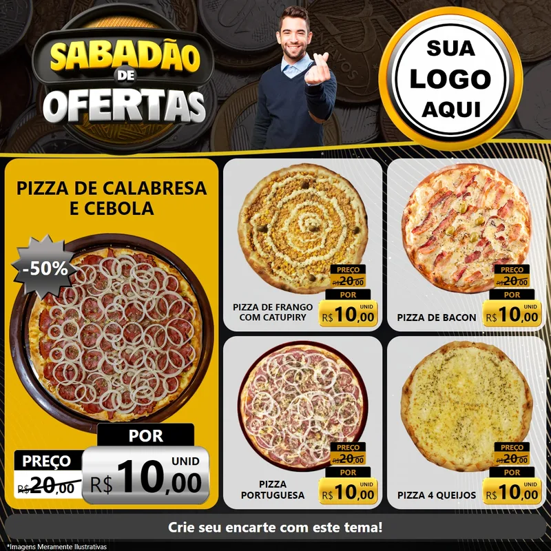 Modelo de Rede Social para Feed Facebook com o tema Sabadão de Ofertas para Pizzaria