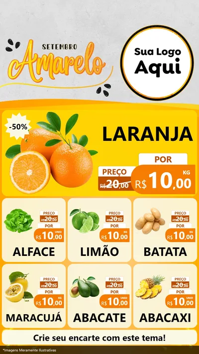 Modelo de Rede Social para Stories com o tema Setembro Amarelo para Hortifrúti