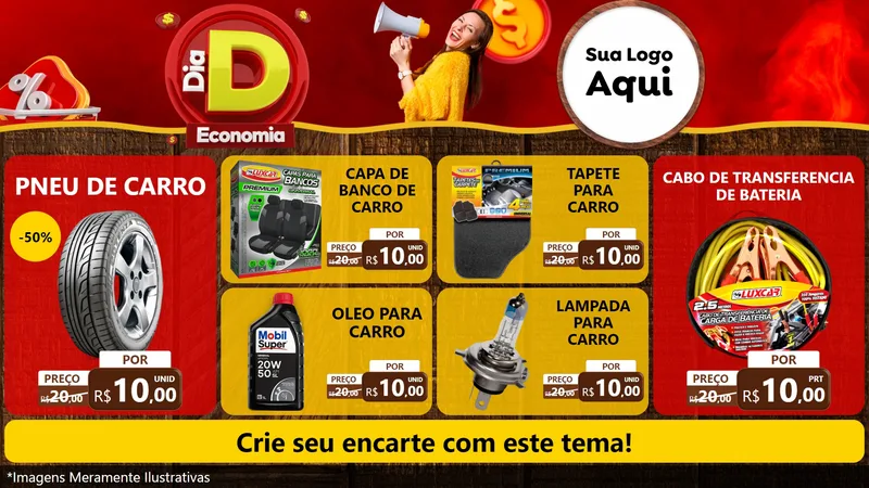 Modelo de TV para TV Horizontal com o tema Dia D Economia para Auto peças