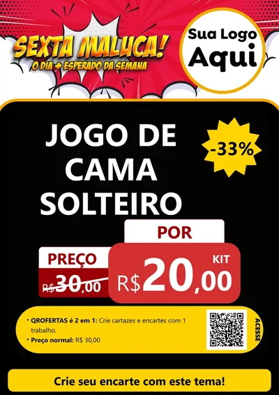 Modelo de Cartaz para Cartaz A4 Vertical com o tema Sexta Maluca! para Cama, Mesa e Banho