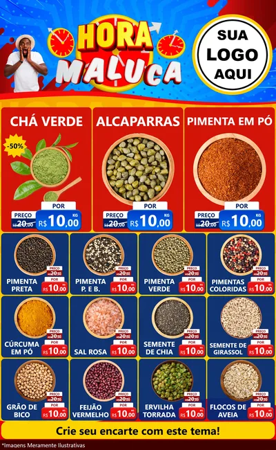Modelo de Encarte para Encarte Grande com o tema Hora Maluca para Produtos Naturais
