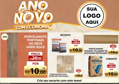 Modelo de Encarte para Encarte A4 Horizontal com o tema Ano Novo Com Economia para Pisos e revestimentos