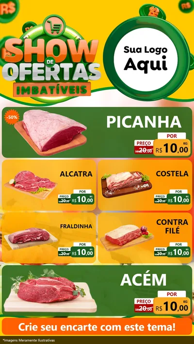 Modelo de TV para TV Vertical com o tema Show de Ofertas Imbatíveis para Açougue