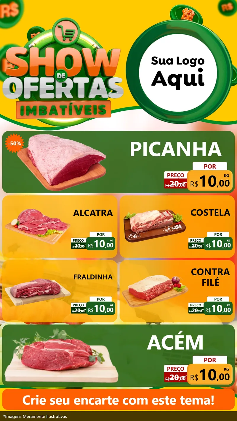 Modelo de TV para TV Vertical com o tema Show de Ofertas Imbatíveis para Açougue