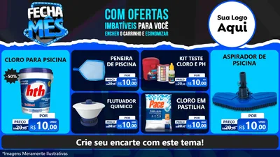 Modelo de TV para TV Horizontal com o tema Fecha Mês para Produtos para Piscina
