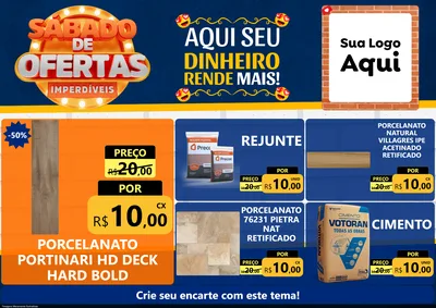 Modelo de Encarte para Encarte A4 Horizontal com o tema Sábado de Ofertas Imperdíveis para Pisos e revestimentos