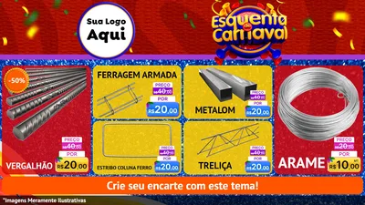 Modelo de TV para TV Horizontal com o tema Esquenta de Carnaval para Ferragens