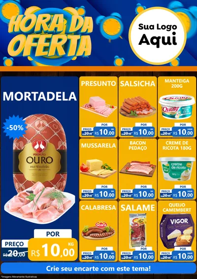 Modelo de Encarte para Encarte A4 Vertical com o tema Hora da Oferta para Frios e Laticínios