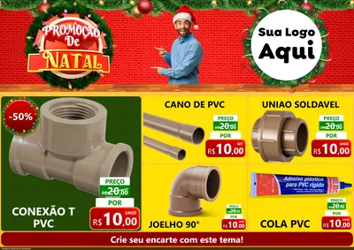 Modelo de Encarte para Encarte A4 Horizontal com o tema Promoção de Natal para Tubos e conexões