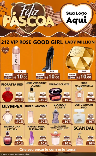 Modelo de Encarte para Encarte Grande com o tema Feliz Páscoa para Perfumes