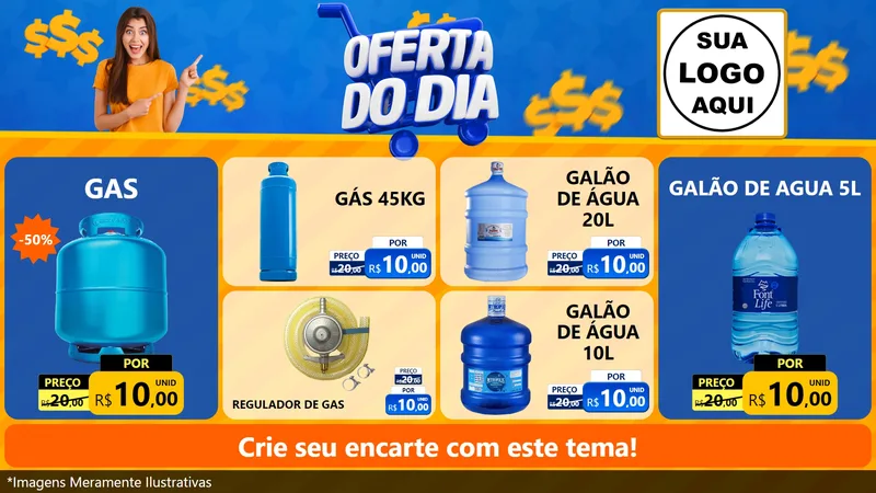 Modelo de TV para TV Horizontal com o tema Oferta do Dia para Água e gás