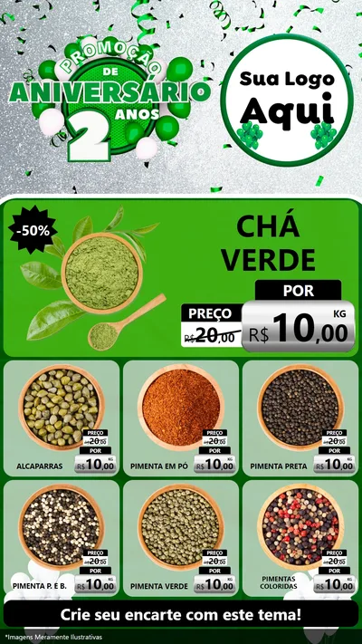 Modelo de Rede Social para Stories com o tema Promoção de Aniversário - 2 Anos para Produtos Naturais