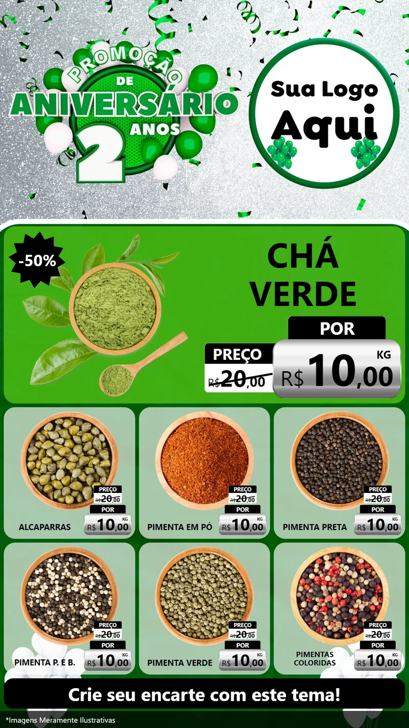 Modelo de Rede Social para Stories com o tema Promoção de Aniversário - 2 Anos para Produtos Naturais
