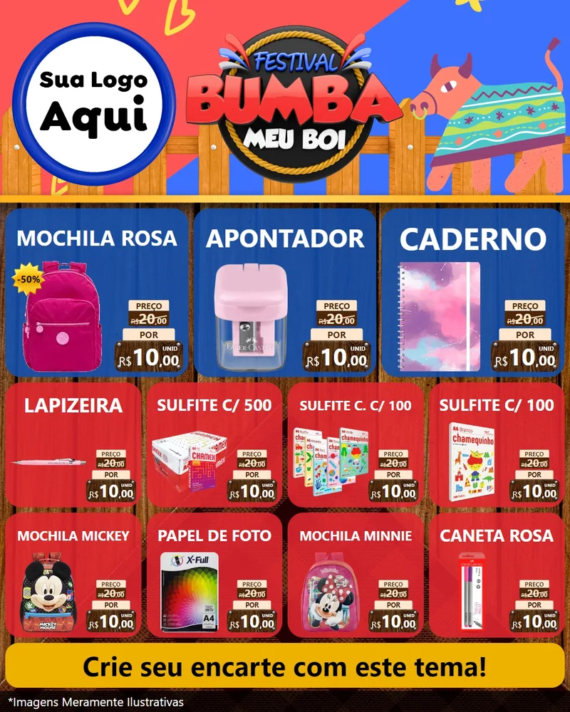 Modelo de Rede Social para Feed Instagram com o tema Festival Bumba Meu Boi para Papelaria