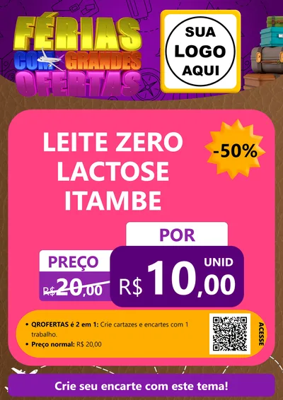 Modelo de Cartaz para Cartaz A4 Vertical com o tema Férias com Grandes Ofertas para Frios e Laticínios