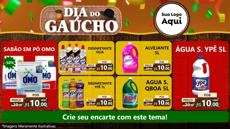 Modelo de TV para TV Horizontal com o tema Dia do Gaúcho para Produtos de Limpeza