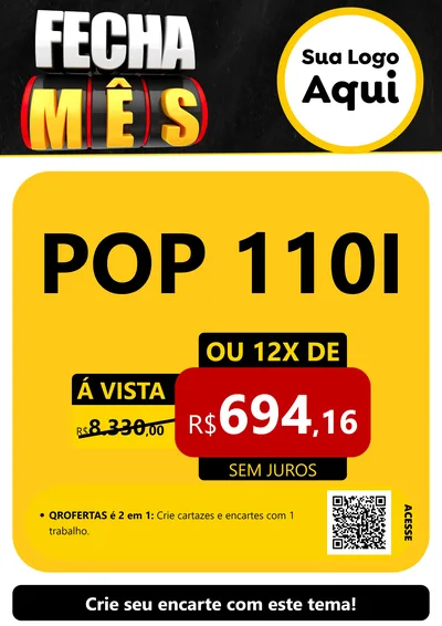 Modelo de Cartaz para Cartaz A4 Vertical com o tema Fecha Mês para Concessionaria de Motos