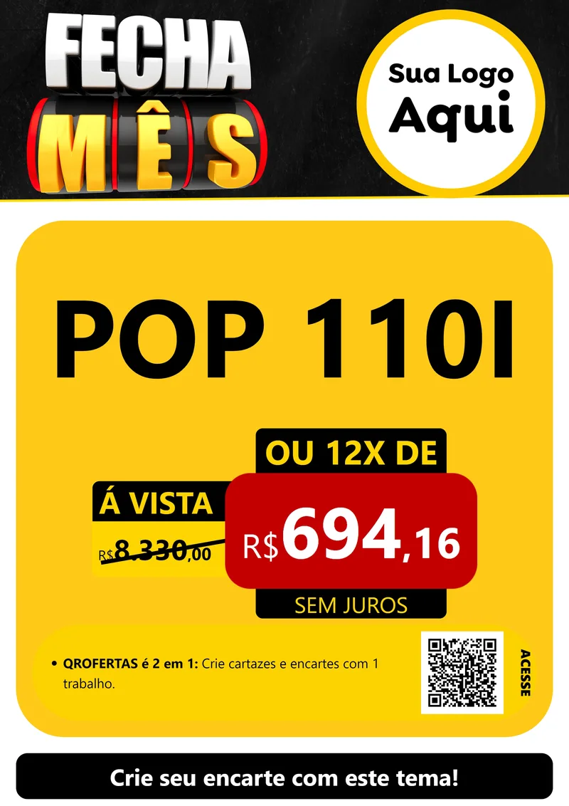 Modelo de Cartaz para Cartaz A4 Vertical com o tema Fecha Mês para Concessionaria de Motos