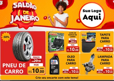 Modelo de Encarte para Encarte A4 Horizontal com o tema Saldão de Janeiro para Auto peças