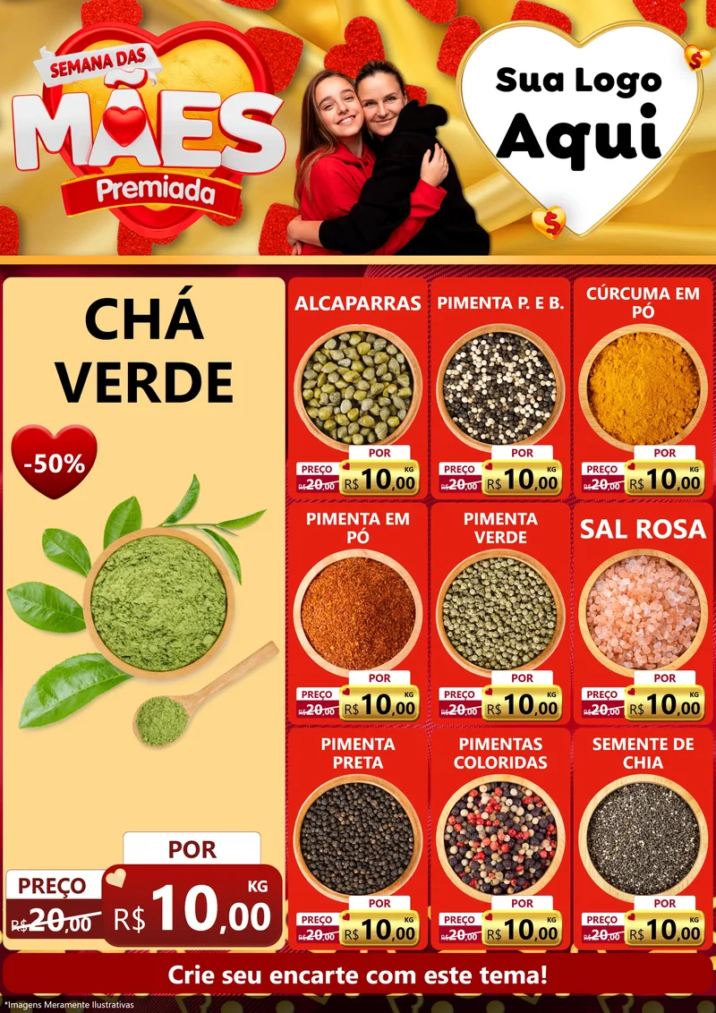Modelo de Encarte para Encarte A4 Vertical com o tema Semana das Mães Premiada para Produtos Naturais