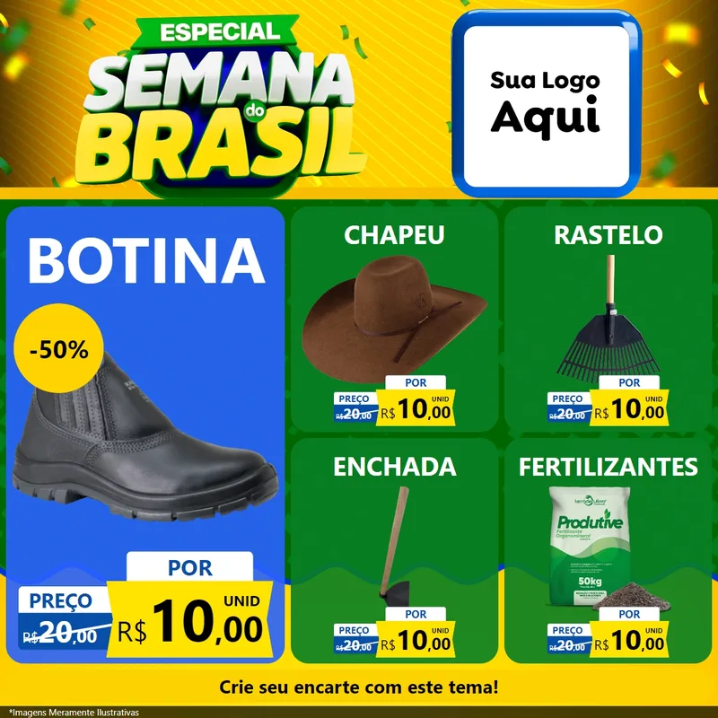 Modelo de Rede Social para Feed Facebook com o tema Especial Semana do Brasil para Agropecuária