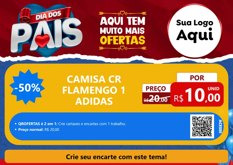 Modelo de Cartaz para Cartaz A4 Horizontal com o tema Dia dos Pais para Roupas e acessórios