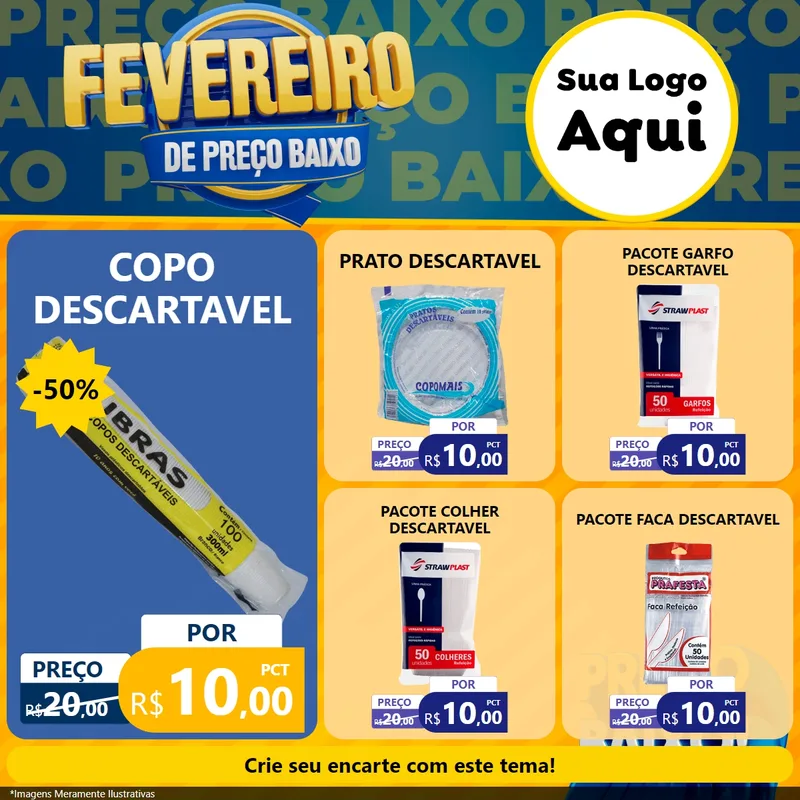 Modelo de Rede Social para Feed Facebook com o tema Fevereiro de Preço Baixo para Embalagens