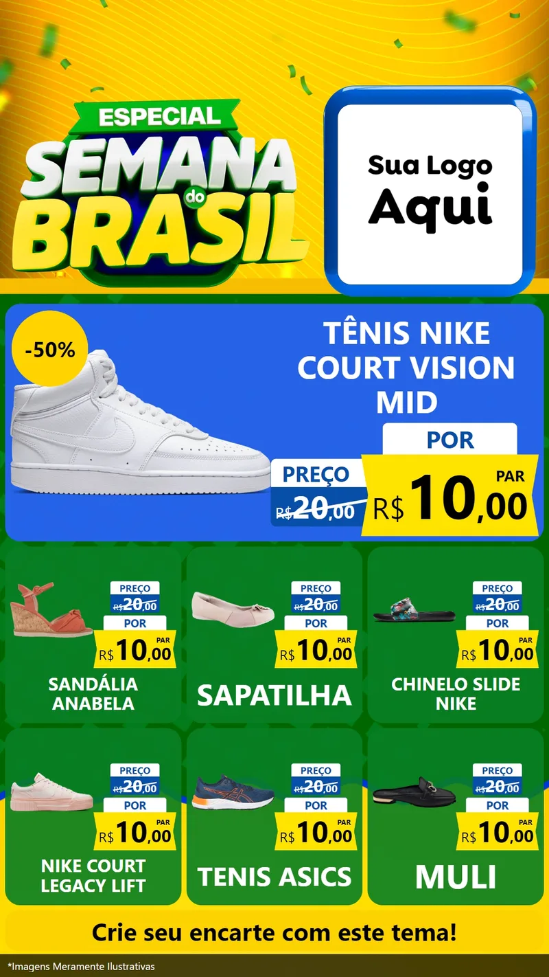 Modelo de Rede Social para Stories com o tema Especial Semana do Brasil para Calçados