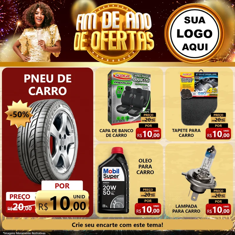 Modelo de Rede Social para Feed Facebook com o tema Fim de Ano de Ofertas para Auto peças