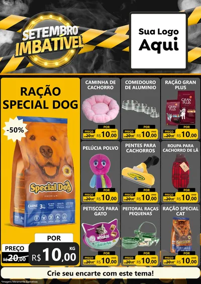 Modelo de Encarte para Encarte A4 Vertical com o tema Setembro Imbatível para Pet Shop