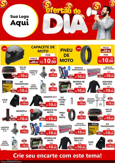 Modelo de Encarte para Encarte A4 Vertical com o tema Ofertão do dia para Moto peças
