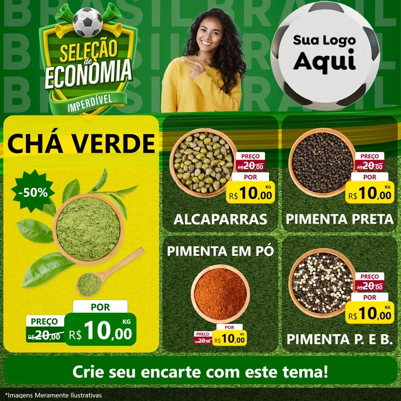 Modelo de Rede Social para Feed Facebook com o tema Seleção de Economia - Copa para Produtos Naturais