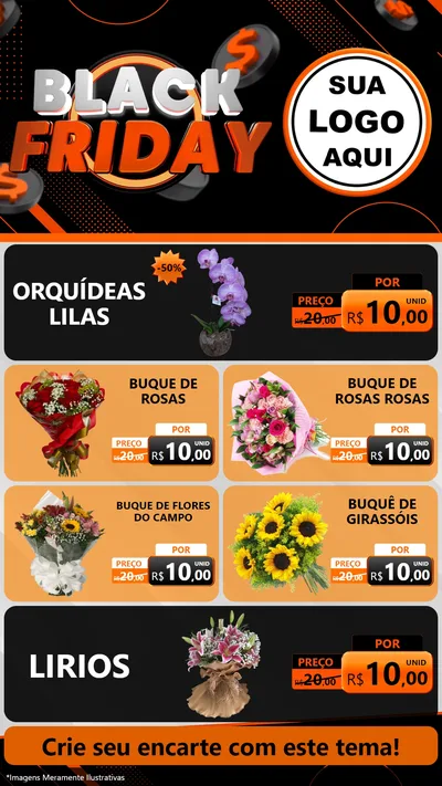 Modelo de TV para TV Vertical com o tema Black Friday para Floricultura e jardim
