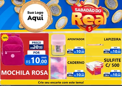 Modelo de Encarte para Encarte A4 Horizontal com o tema Sabadão do Real para Papelaria