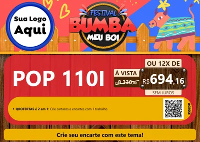 Modelo de Cartaz para Cartaz A4 Horizontal com o tema Festival Bumba Meu Boi para Concessionaria de Motos