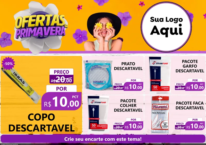 Modelo de Encarte para Encarte A4 Horizontal com o tema Ofertas Da Primavera para Embalagens