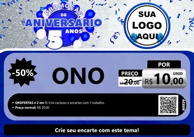 Modelo de Cartaz para Cartaz A4 Horizontal com o tema Promoção de Aniversário - 5 Anos para Óticas