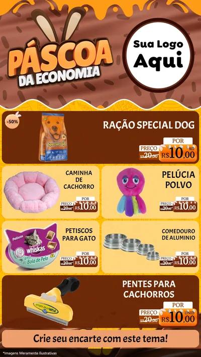 Modelo de TV para TV Vertical com o tema Páscoa da Economia para Pet Shop