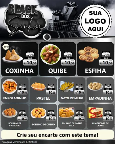 Modelo de Rede Social para Feed Instagram com o tema Black dos Sonhos para Salgadaria
