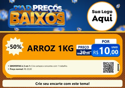 Modelo de Cartaz para Cartaz A4 Horizontal com o tema Dia D Preço Baixo para Supermercado