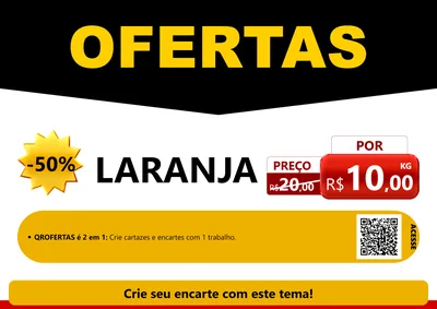 Modelo de Cartaz para Cartaz A4 Horizontal com o tema Ofertas Preto e Vermelho Cartaz para Hortifrúti