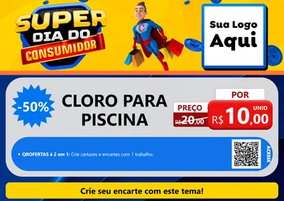 Modelo de Cartaz para Cartaz A4 Horizontal com o tema Super Dia do Consumidor para Produtos para Piscina