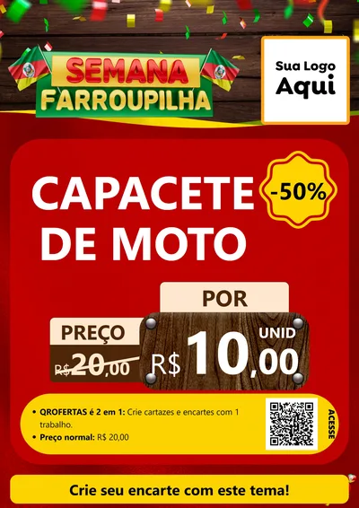 Modelo de Cartaz para Cartaz A4 Vertical com o tema Semana Farroupilha para Moto peças